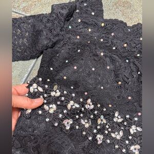 Elegant Black Lace Evening Gown S